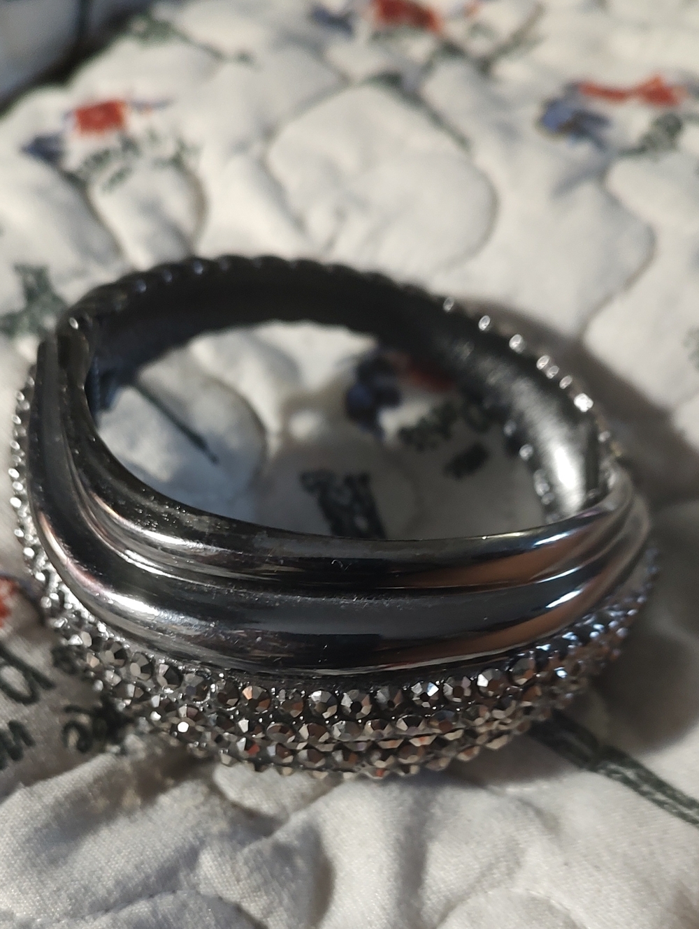 Silver Crystal Accent Womens Stretch Bracelet